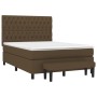 Cama box spring con colchón tela marrón oscuro 140x200 cm de vidaXL, Camas y somieres - Ref: Foro24-3136840, Precio: 590,71 €...