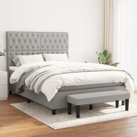 Box spring bed with light gray fabric mattress 140x200 cm by vidaXL, Beds and slatted bases - Ref: Foro24-3136837, Price: 576...