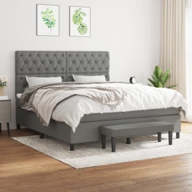 Cama box spring con colchón tela gris oscuro 160x200 cm de vidaXL, Camas y somieres - Ref: Foro24-3136846, Precio: 633,99 €, ...