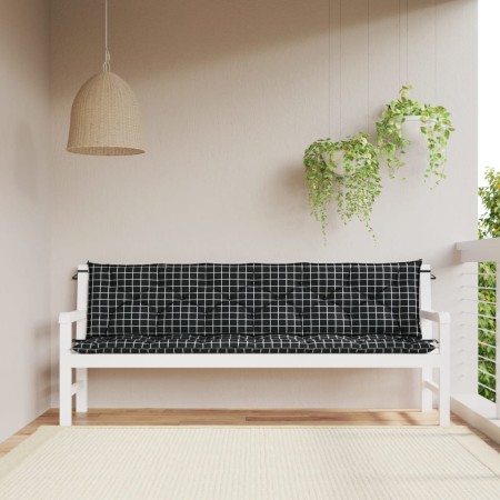 Gartenbankkissen 2 Stück schwarz karierter Stoff 200x50x7cm von vidaXL, Kissen für Stühle und Sofas - Ref: Foro24-361748, Pre...