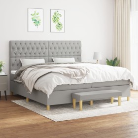 Box spring bed with light gray fabric mattress 200x200 cm by vidaXL, Beds and slatted bases - Ref: Foro24-3137421, Price: 694...