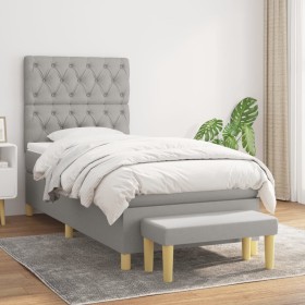 Cama box spring con colchón tela gris claro 80x200 cm de vidaXL, Camas y somieres - Ref: Foro24-3137349, Precio: 373,99 €, De...