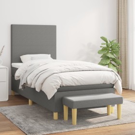 Cama box spring con colchón tela gris oscuro 80x200 cm de vidaXL, Camas y somieres - Ref: Foro24-3136950, Precio: 366,11 €, D...