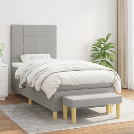 Box spring bed with light gray fabric mattress 90x200 cm by vidaXL, Beds and slatted bases - Ref: Foro24-3137125, Price: 381,...