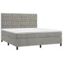 Box spring bed with mattress and LED light gray velvet 160x200 cm by vidaXL, Beds and slatted bases - Ref: Foro24-3136311, Pr...