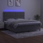 Box spring bed with mattress and LED light gray velvet 160x200 cm by vidaXL, Beds and slatted bases - Ref: Foro24-3136311, Pr...