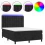 Box spring bed with mattress and LED black velvet 140x190 cm by vidaXL, Beds and slatted bases - Ref: Foro24-3136361, Price: ...