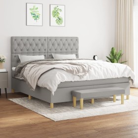 Cama box spring con colchón tela gris claro 160x200 cm de vidaXL, Camas y somieres - Ref: Foro24-3137405, Precio: 646,99 €, D...