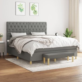 Cama box spring con colchón tela gris oscuro 160x200 cm de vidaXL, Camas y somieres - Ref: Foro24-3137406, Precio: 624,99 €, ...