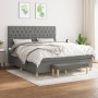 Cama box spring con colchón tela gris oscuro 160x200 cm de vidaXL, Camas y somieres - Ref: Foro24-3137406, Precio: 626,84 €, ...