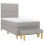 Cama box spring con colchón tela gris claro 100x200 cm de vidaXL, Camas y somieres - Ref: Foro24-3137053, Precio: 375,41 €, D...