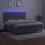 Box spring bed with mattress and LED light gray velvet 160x200 cm by vidaXL, Beds and slatted bases - Ref: Foro24-3136371, Pr...