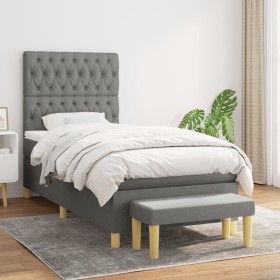 Cama box spring con colchón tela gris oscuro 100x200 cm de vidaXL, Camas y somieres - Ref: Foro24-3137374, Precio: 379,99 €, ...