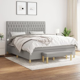 Cama box spring con colchón tela gris claro 180x200 cm de vidaXL, Camas y somieres - Ref: Foro24-3137413, Precio: 714,07 €, D...