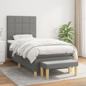 Box spring bed with dark gray fabric mattress 90x200 cm by vidaXL, Beds and slatted bases - Ref: Foro24-3137126, Price: 376,6...