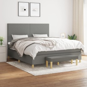 Cama box spring con colchón tela gris oscuro 160x200 cm de vidaXL, Camas y somieres - Ref: Foro24-3137006, Precio: 594,22 €, ...