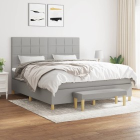 Cama box spring con colchón tela gris claro 180x200 cm de vidaXL, Camas y somieres - Ref: Foro24-3137173, Precio: 677,99 €, D...