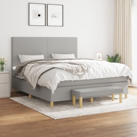 Box spring bed with light gray fabric mattress 160x200 cm by vidaXL, Beds and slatted bases - Ref: Foro24-3137005, Price: 630...