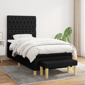 Cama box spring con colchón tela negro 100x200 cm de vidaXL, Camas y somieres - Ref: Foro24-3137375, Precio: 384,01 €, Descue...