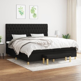 Box spring bed with black fabric mattress 200x200 cm by vidaXL, Beds and slatted bases - Ref: Foro24-3137423, Price: 684,24 €...