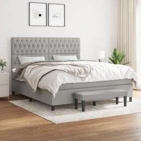 Box spring bed with light gray fabric mattress 180x200 cm by vidaXL, Beds and slatted bases - Ref: Foro24-3136853, Price: 689...