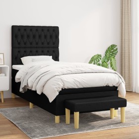 Cama box spring con colchón tela negro 90x200 cm de vidaXL, Camas y somieres - Ref: Foro24-3137367, Precio: 401,84 €, Descuen...