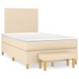 Box spring bed with cream fabric mattress 120x200 cm by vidaXL, Beds and slatted bases - Ref: Foro24-3136986, Price: 463,61 €...