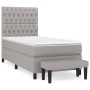 Cama box spring con colchón tela gris claro 100x200 cm de vidaXL, Camas y somieres - Ref: Foro24-3136813, Precio: 387,13 €, D...