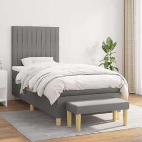 Box spring bed with dark gray fabric mattress 90x200 cm by vidaXL, Beds and slatted bases - Ref: Foro24-3137286, Price: 368,8...