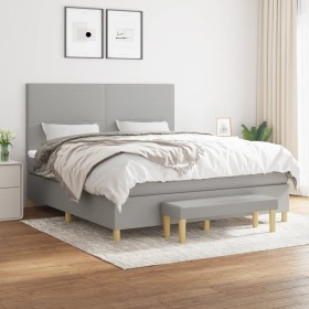 Box spring bed with light gray fabric mattress 180x200 cm by vidaXL, Beds and slatted bases - Ref: Foro24-3137013, Price: 675...