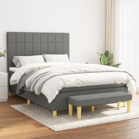 Cama box spring con colchón tela gris oscuro 140x200 cm de vidaXL, Camas y somieres - Ref: Foro24-3137158, Precio: 541,99 €, ...