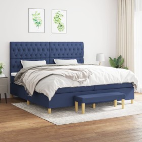 Box spring bed with blue fabric mattress 200x200 cm by vidaXL, Beds and slatted bases - Ref: Foro24-3137427, Price: 753,99 €,...