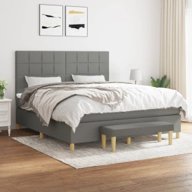 Cama box spring con colchón tela gris oscuro 180x200 cm de vidaXL, Camas y somieres - Ref: Foro24-3137174, Precio: 664,99 €, ...