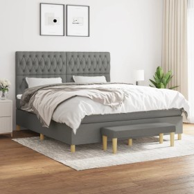 Cama box spring con colchón tela gris oscuro 180x200 cm de vidaXL, Camas y somieres - Ref: Foro24-3137414, Precio: 686,99 €, ...