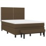 Cama box spring con colchón tela marrón oscuro 140x190 cm de vidaXL, Camas y somieres - Ref: Foro24-3136512, Precio: 549,76 €...