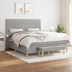 Cama box spring con colchón tela gris claro 180x200 cm de vidaXL, Camas y somieres - Ref: Foro24-3137333, Precio: 678,99 €, D...