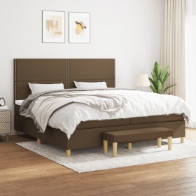 Cama box spring con colchón tela marrón oscuro 200x200 cm de vidaXL, Camas y somieres - Ref: Foro24-3137104, Precio: 648,99 €...