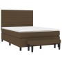 Cama box spring con colchón tela marrón oscuro 140x190 cm de vidaXL, Camas y somieres - Ref: Foro24-3136672, Precio: 569,79 €...