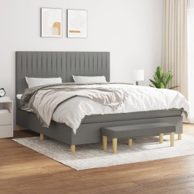 Cama box spring con colchón tela gris oscuro 180x200 cm de vidaXL, Camas y somieres - Ref: Foro24-3137334, Precio: 664,99 €, ...