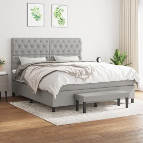 Cama box spring con colchón tela gris claro 160x200 cm de vidaXL, Camas y somieres - Ref: Foro24-3136845, Precio: 645,98 €, D...