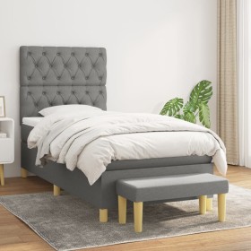 Cama box spring con colchón tela gris oscuro 80x200 cm de vidaXL, Camas y somieres - Ref: Foro24-3137350, Precio: 366,99 €, D...