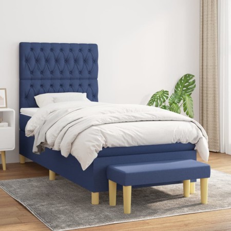 Box spring bed with blue fabric mattress 90x200 cm by vidaXL, Beds and slatted bases - Ref: Foro24-3137371, Price: 413,86 €, ...