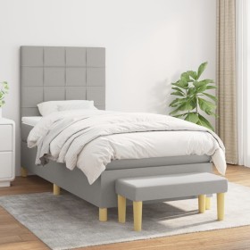 Box spring bed with light gray fabric mattress 100x200 cm by vidaXL, Beds and slatted bases - Ref: Foro24-3137133, Price: 393...