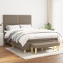 Box spring bed with taupe gray fabric mattress 140x200 cm by vidaXL, Beds and slatted bases - Ref: Foro24-3137081, Price: 587...