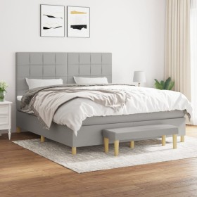 Box spring bed with light gray fabric mattress 160x200 cm by vidaXL, Beds and slatted bases - Ref: Foro24-3137165, Price: 629...