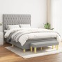 Box spring bed with light gray fabric mattress 140x190 cm by vidaXL, Beds and slatted bases - Ref: Foro24-3137389, Price: 591...