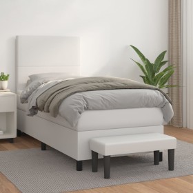 Box spring bed with white synthetic leather mattress 90x190 cm by vidaXL, Beds and slatted bases - Ref: Foro24-3137522, Price...