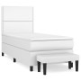 Box spring bed with white synthetic leather mattress 100x200 cm by vidaXL, Beds and slatted bases - Ref: Foro24-3137588, Pric...