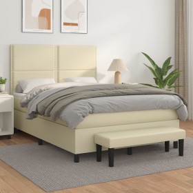 Cama box spring con colchón cuero sintético crema 140x200cm de vidaXL, Camas y somieres - Ref: Foro24-3137607, Precio: 530,99...