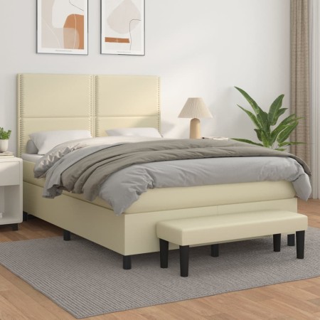 Cama box spring con colchón cuero sintético crema 140x200cm de vidaXL, Camas y somieres - Ref: Foro24-3137607, Precio: 530,92...